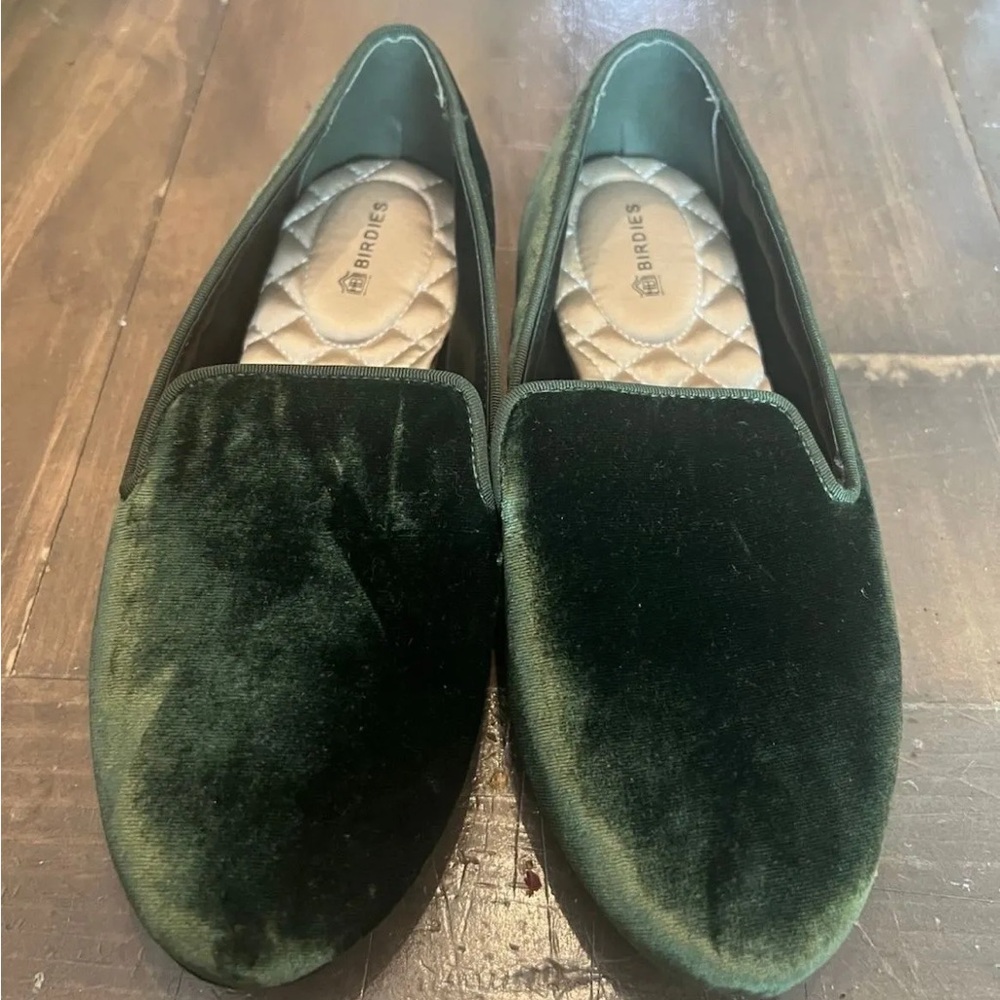 Birdies Green Velvet Loafers